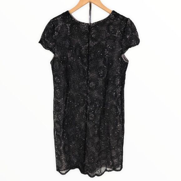 Suzi Chin for Maggy Boutique Black Sequin Swirl Cap Sleeve Cocktail Dress size 8 - Picture 9 of 13